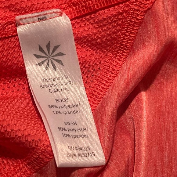 Athleta Activewear Top Womens Medium Orange Mesh Side Panel Athletic - Picture 6 of 11